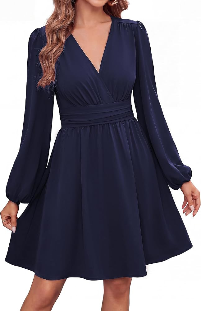 Kate Kasin Womens Long Sleeve Mini Dress, Empire Waist Cocktail Dresses | Amazon (US)