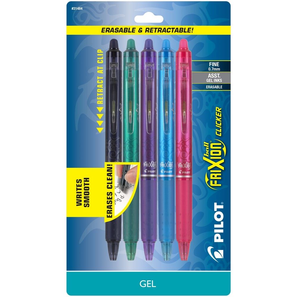 Pilot 5ct FriXion Clicker Erasable Retractable Gel Ink Pens Fine Point 0.7mm | Target