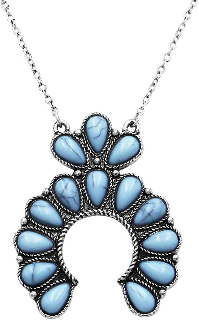 Rosemarie & Jubalee Women's Petite Western Style Semi Precious Howlite Stone Squash Blossom Penda... | Amazon (US)