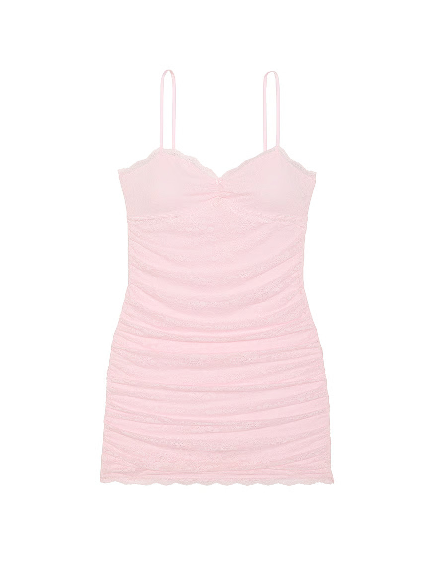 PINK x LoveShackFancy Ruched Lace Mini Dress | Victoria's Secret (US / CA )