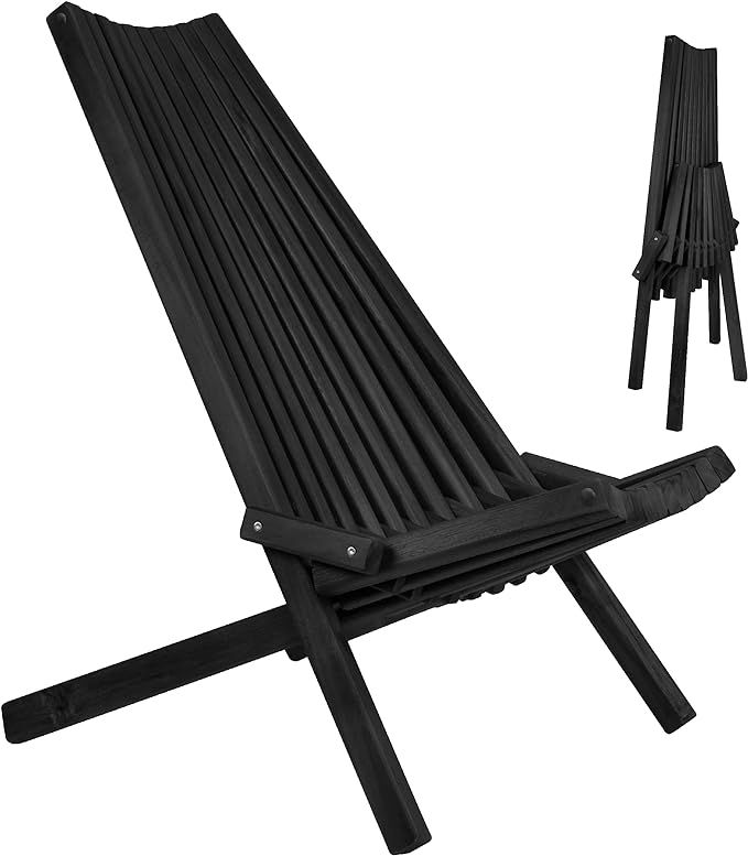 CleverMade Tamarack Folding Wooden Outdoor Chair -Stylish Low Profile Acacia Wood Lounge Chair fo... | Amazon (US)