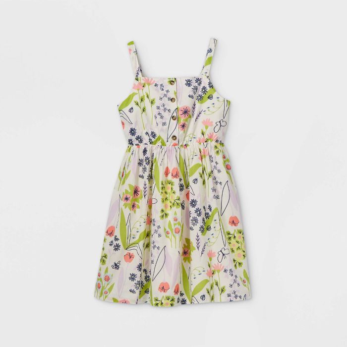 Girls' Button-Front Sleeveless Woven Dress - Cat & Jack™ | Target