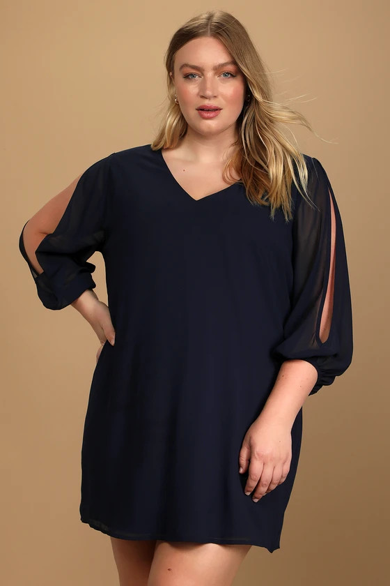 Shifting Dears Navy Blue Long Sleeve Dress | Lulus (US)