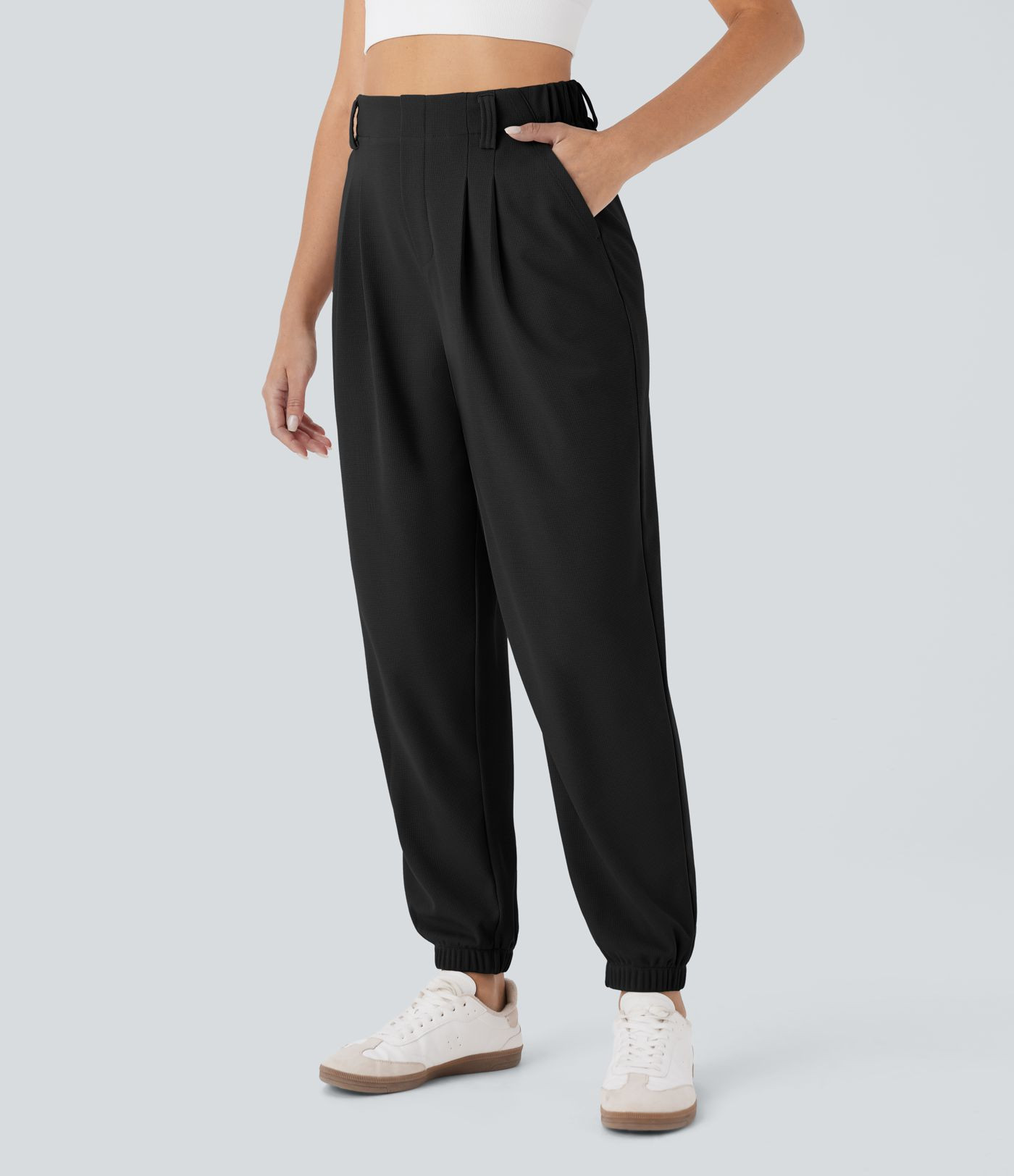 Women’s High Waisted Tapered Waffle Casual Joggers with Side Pocket - Halara | Halara UK