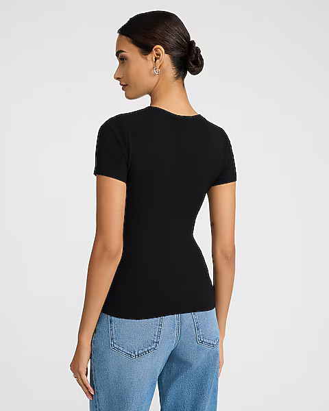 Essential Fitted Ribbed Crew Neck Short Sleeve Tee | Express