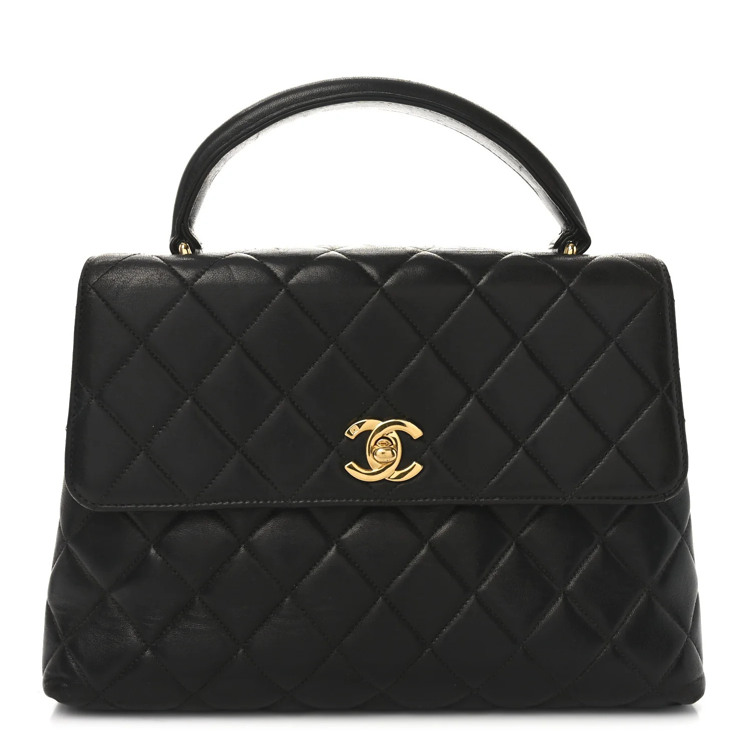 Chanel Lambskin Quilted Medium Kelly Flap Bag Black 1714081 | FASHIONPHILE (US)