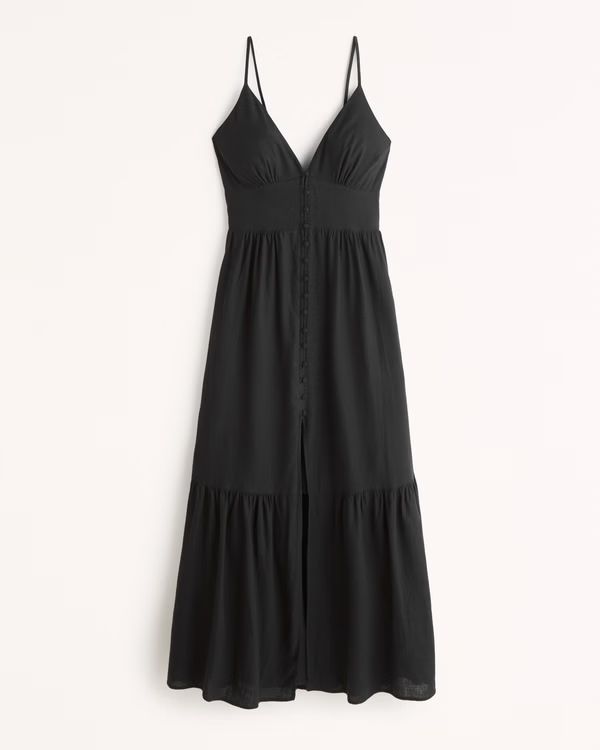 Women's Button-Through Maxi Dress | Women's New Arrivals | Abercrombie.com | Abercrombie & Fitch (US)