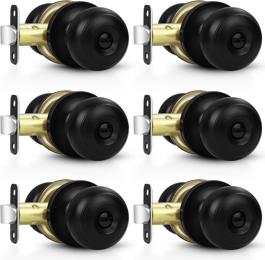 6 Pack Door Knobs, Matte Black Privacy Door Knob with Lock, Keyless Door Handle with Lock for Bed... | Amazon (US)