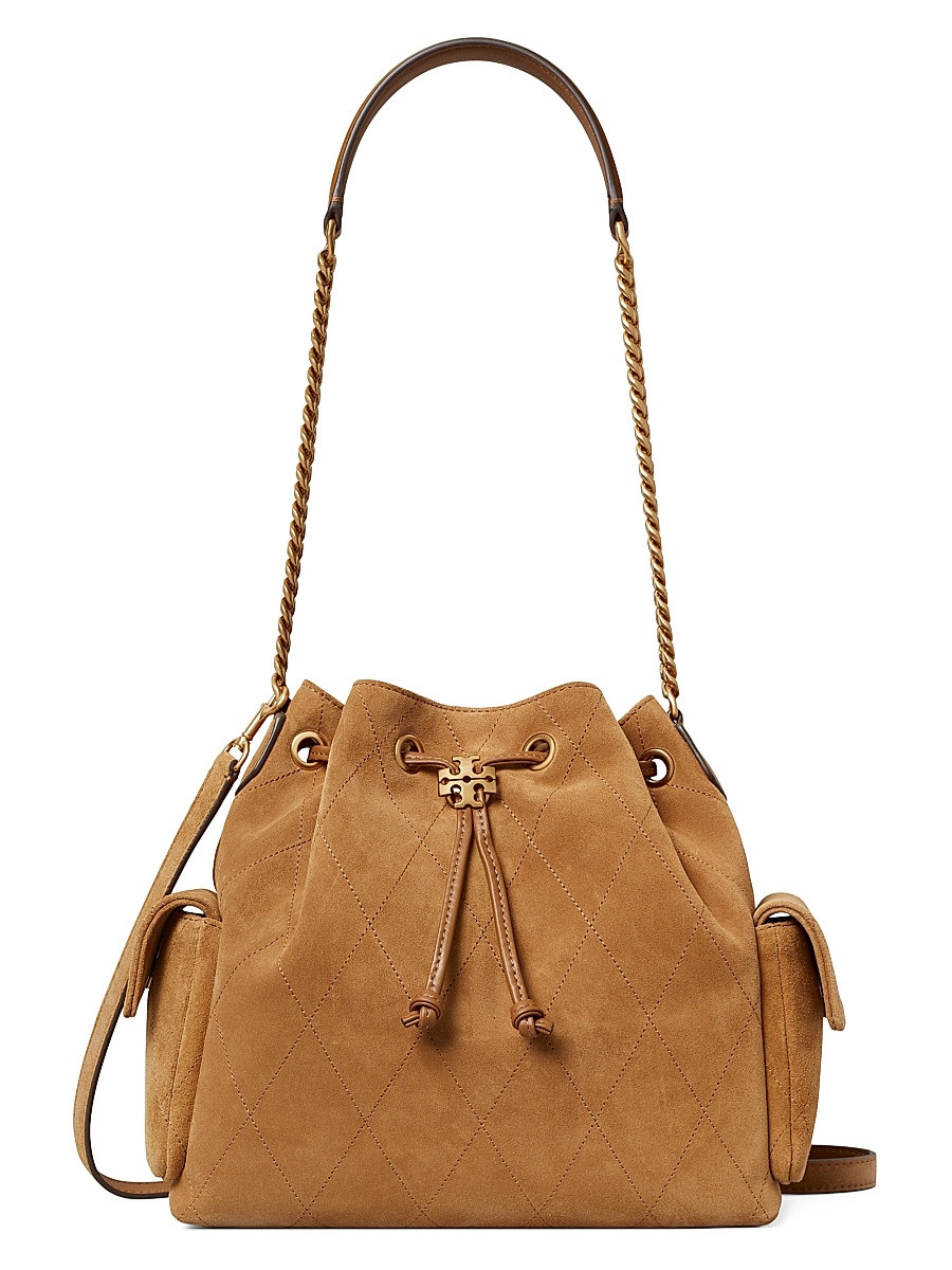 Women's Charlie Quilted Suede Drawstring Shoulder Bag - Toffee | Saks Fifth Avenue