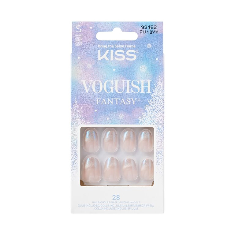 KISS Voguish Fantasy, Holiday Press on Nails, Dear Miracle, Beige, Short Oval, 28 Count | Walmart (US)