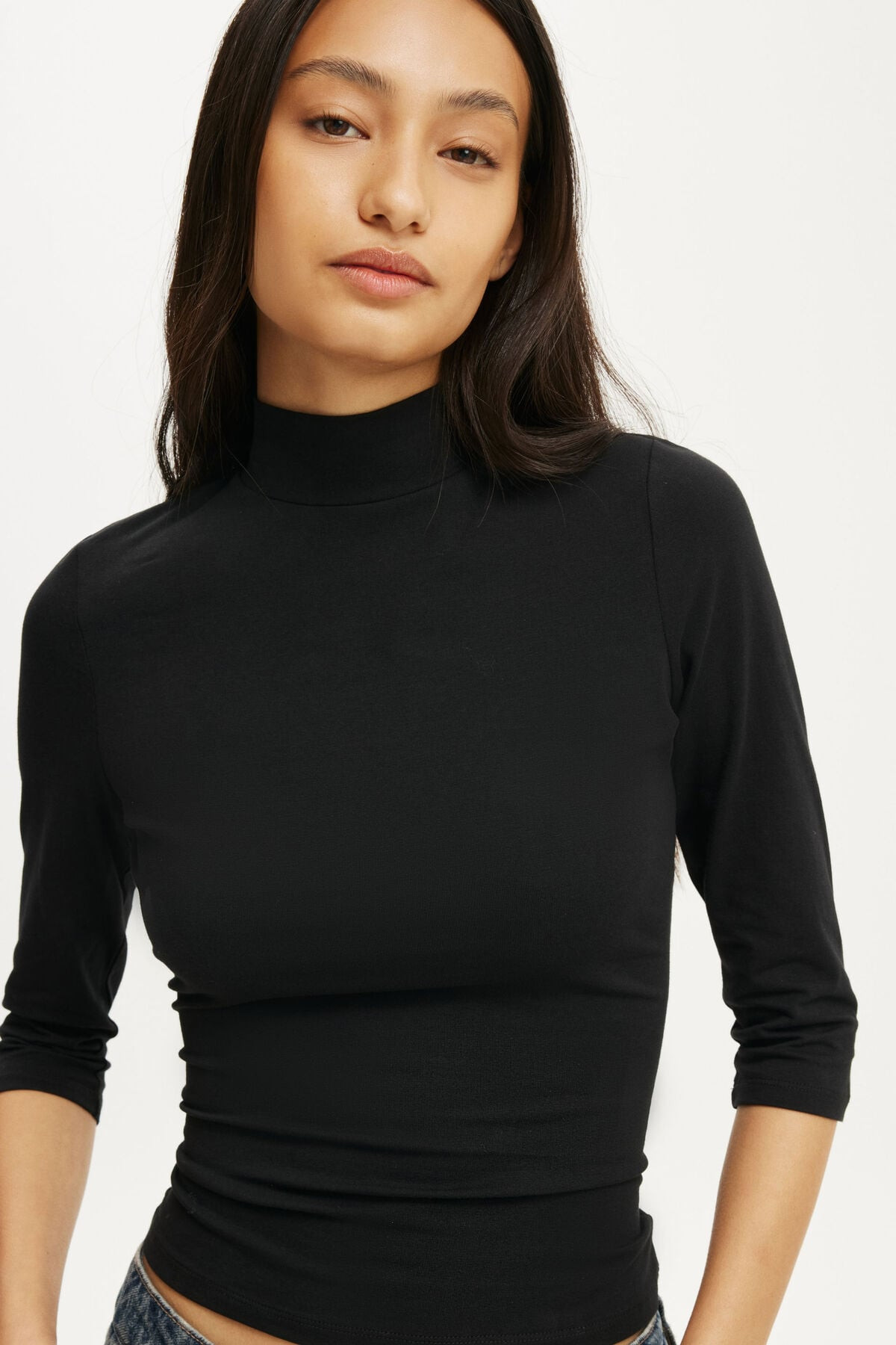 90S Mock Neck 3/4 Sleeve | Cotton On (US)