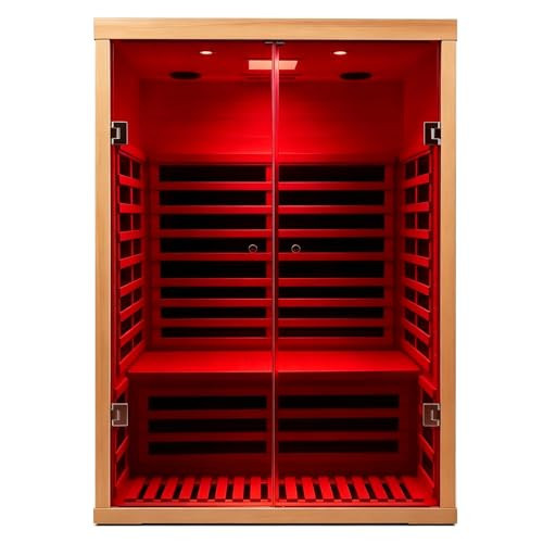 Smart Infrared Sauna 2 Person, 0-5mg Low Emf Far Infrared Sauna for Home, 1780w Indoor Sauna Room with APP & LCD Panel Control , Chromatherapy Light, Bluetooth Speaker, Insulation Cover, Reading Light | Amazon (US)