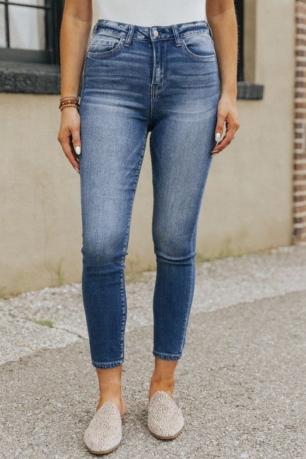 Indigo High Rise Crop Skinny Jeans | Magnolia Boutique