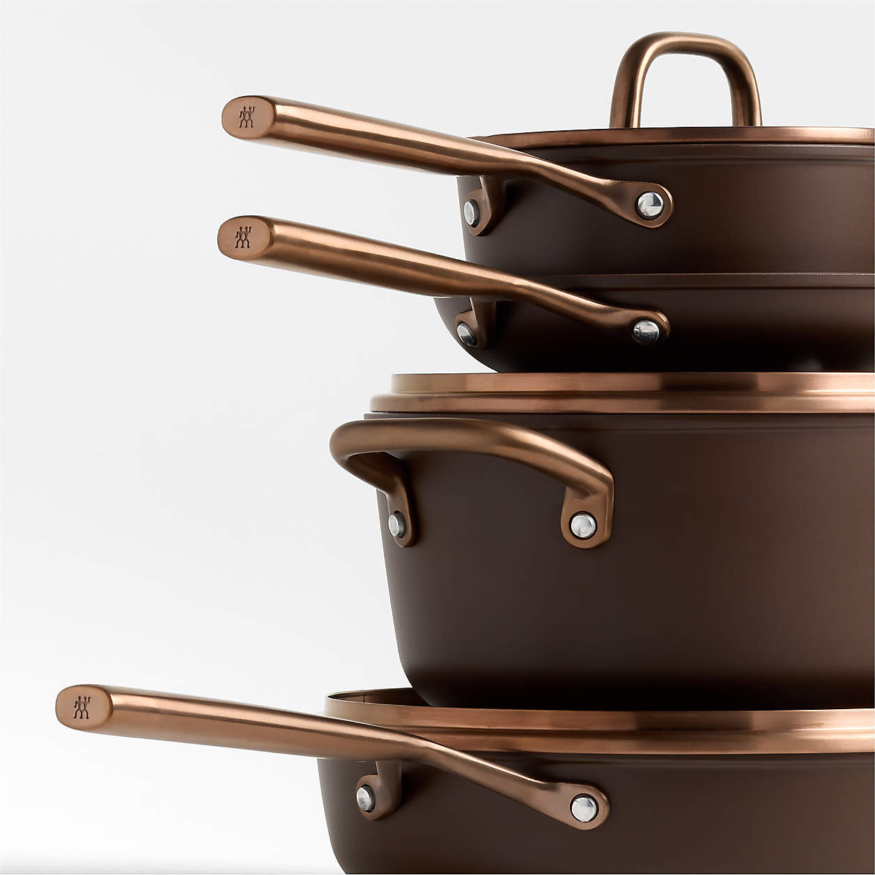 ZWILLING Milano Brown Ceramic Non-Stick 7-Piece Cookware Set | Crate & Barrel | Crate & Barrel