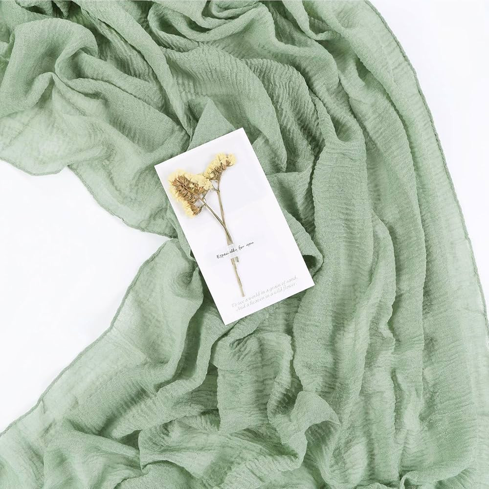 Sage Green Cheesecloth Table Runner 10ft Boho Gauze Table Runner for Baby Shower 35x120 Inches Ru... | Amazon (US)