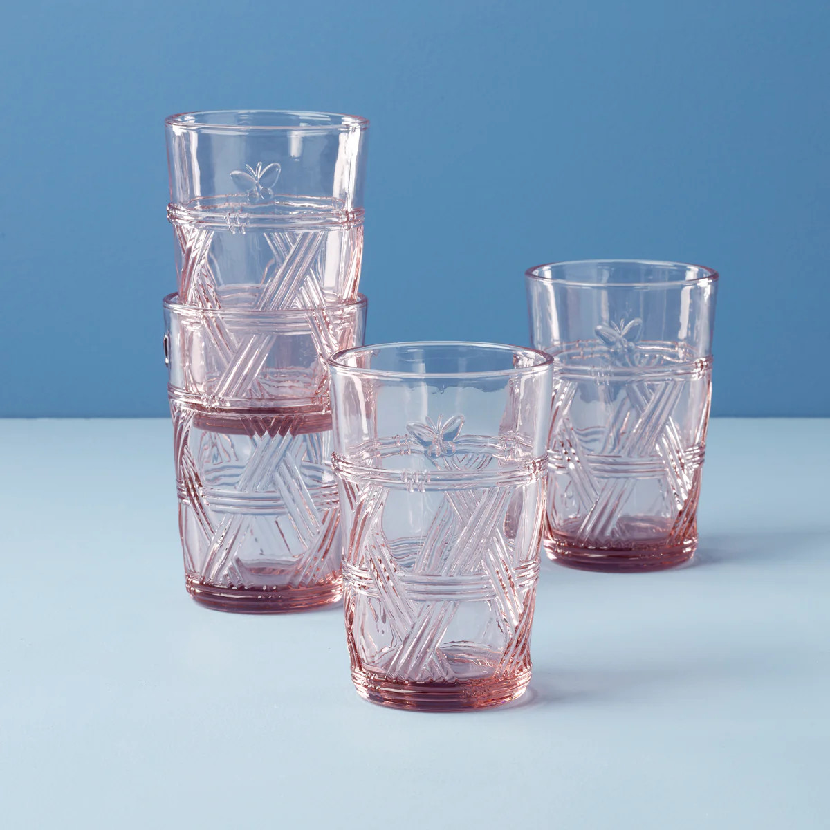 Butterfly Meadow Pink Tall Glasses, Set of 4 | Lenox