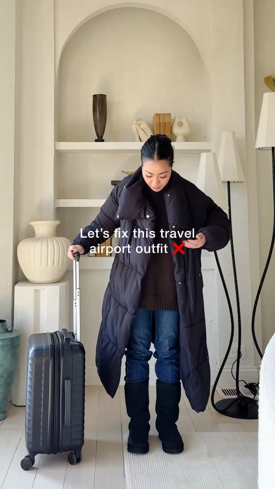 Travel/airport outfit ✈️ Midsection and petite friendly!

For size reference, I’m 5 ft 115 pounds and wearing the sizes below. 

SET: I’m wearing XS Petite in the pants. Perfect fit and comfortable at the midsection. I’m wearing a Small in the sweater for an oversized fit (my tts would be an XS).

COAT: I’m wearing an 2XS. Gorgeous substantial weight wool coat. 

BOOTS: I find the fit tts. Surprisingly comfortable and easy to walk in. 

LEATHER BAG: Such a great all-around leather bag. Honestly, one of the most gorgeous shoulder bags in my closet. Supple, soft and so luxurious. Roomy for travel, everyday, mom-carry-everything-life! 

#LTKSaleAlert #LTKPetite #LTKCyberWeek

#LTKSaleAlert #LTKHoliday #LTKootd