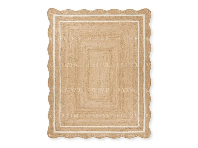 Jute Rug Scalloped Rug, Jute Scalloped Rug, Bohemian Scallop Rug, Natural Jute Area Rug, Jute Rug... | Etsy (US)