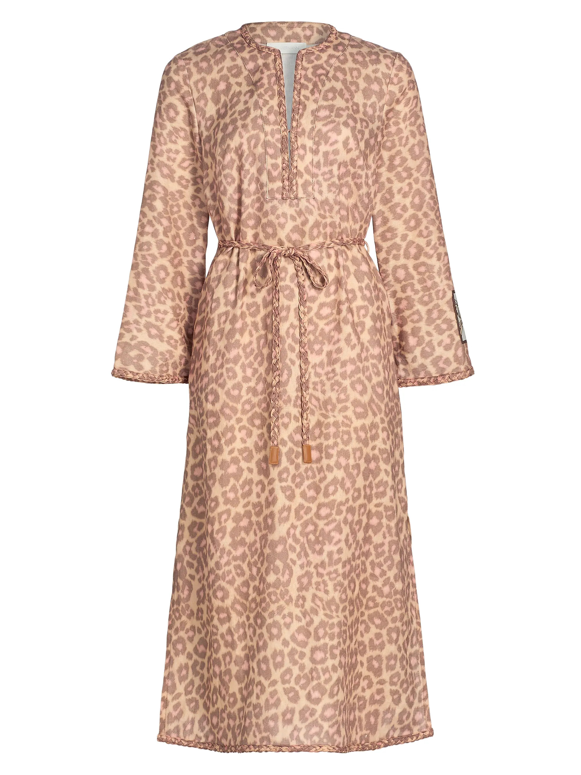 Awaken Leopard-Print Linen Midi-Dress | Saks Fifth Avenue