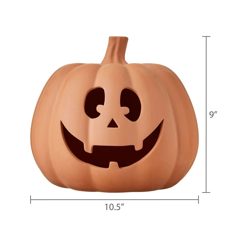 Clay Jack-o'-Lantern Tabletop Decor, Brown, 9", Harvest by Way To Celebrate | Walmart (US)
