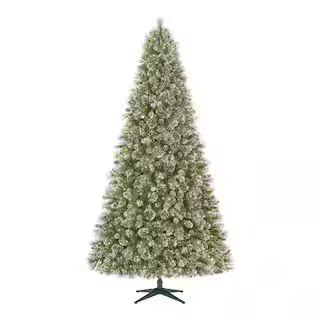Home Accents Holiday 9 ft. Pre-Lit LED Sparkling Amelia Frosted Pine Artificial Christmas Tree wi... | The Home Depot