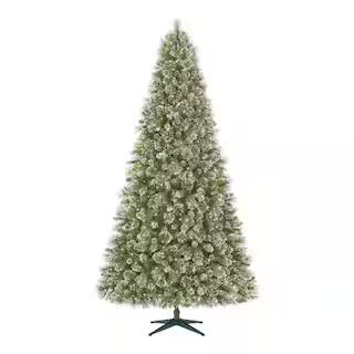 9 ft. Pre-Lit LED Sparkling Amelia Frosted Pine Artificial Christmas Tree with 600 Warm White Mic... | The Home Depot