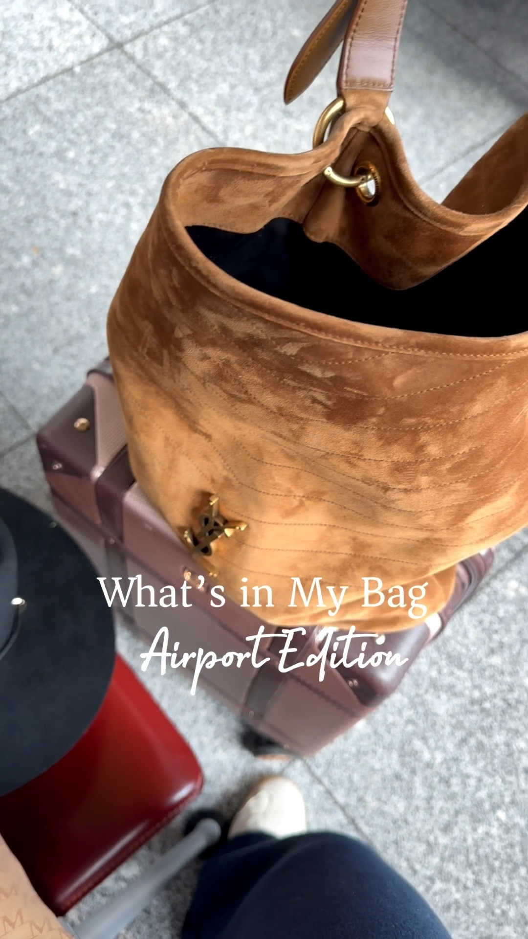 Airport essentials, travel bag, compression socks, AirPods holder, cosmetics pouch