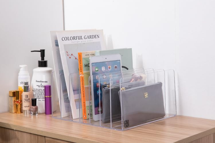 Carooyac Clear Acrylic File Organizer, 4 Sections Acrylic File Holder Sorter, Office Desk Organizer  | Amazon (US)