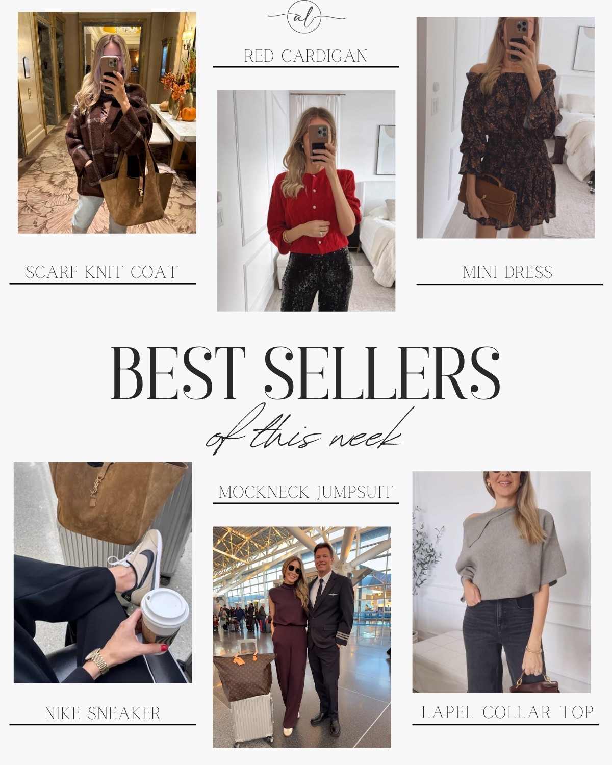 Best seller of this week - scarf knit coat, red cardigan, mini dress, Nike sneaker, mock neck jumpsuit, lapel colar top

#LTKU #LTKStyleTip #LTKSeasonal