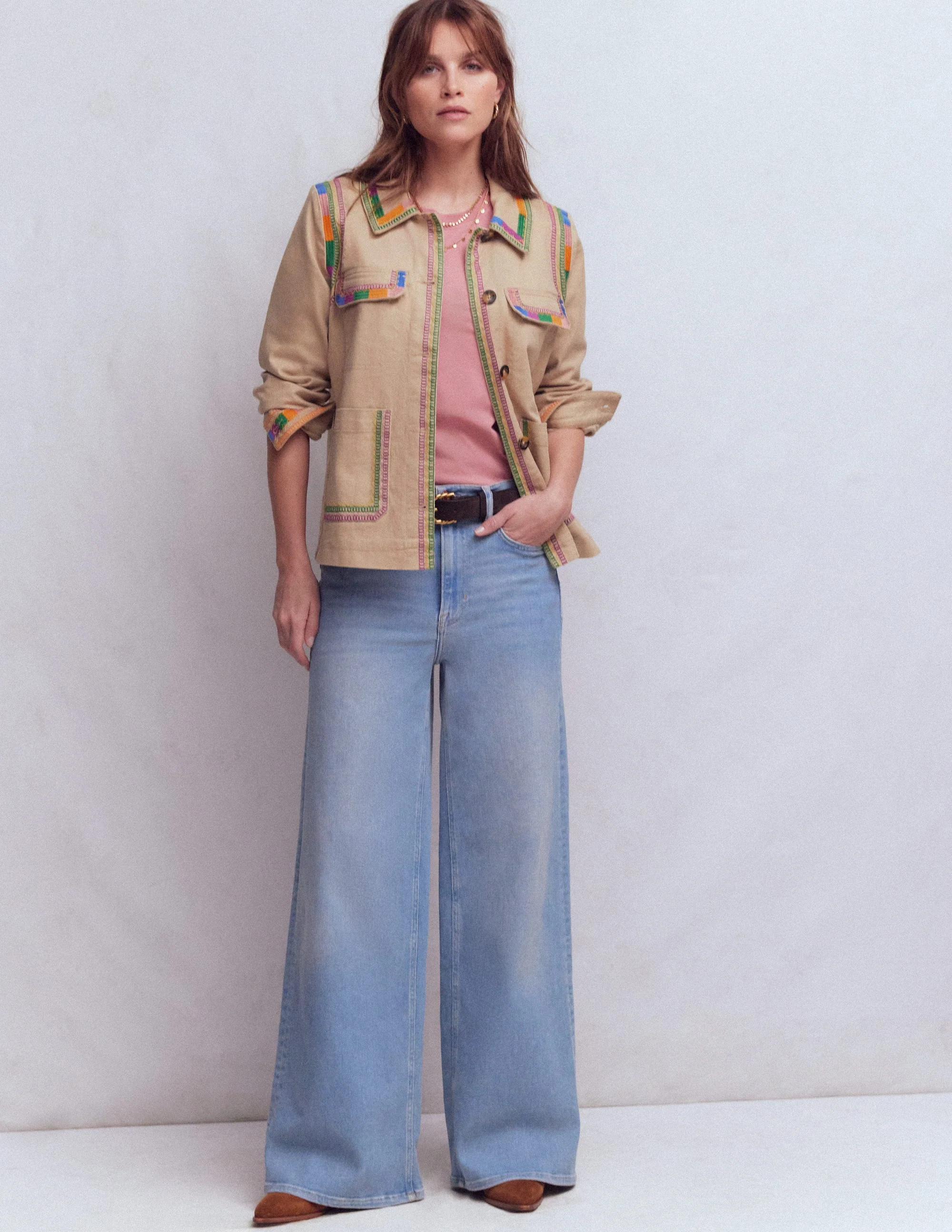 Embroidered Utility Jacket-Camel | Boden (US)