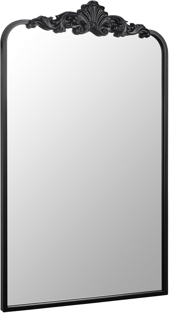 Traditional Wall Mirror, Black Bathroom Mirror Baroque Inspired Wall Décor, Accent Mirror for Va... | Amazon (US)