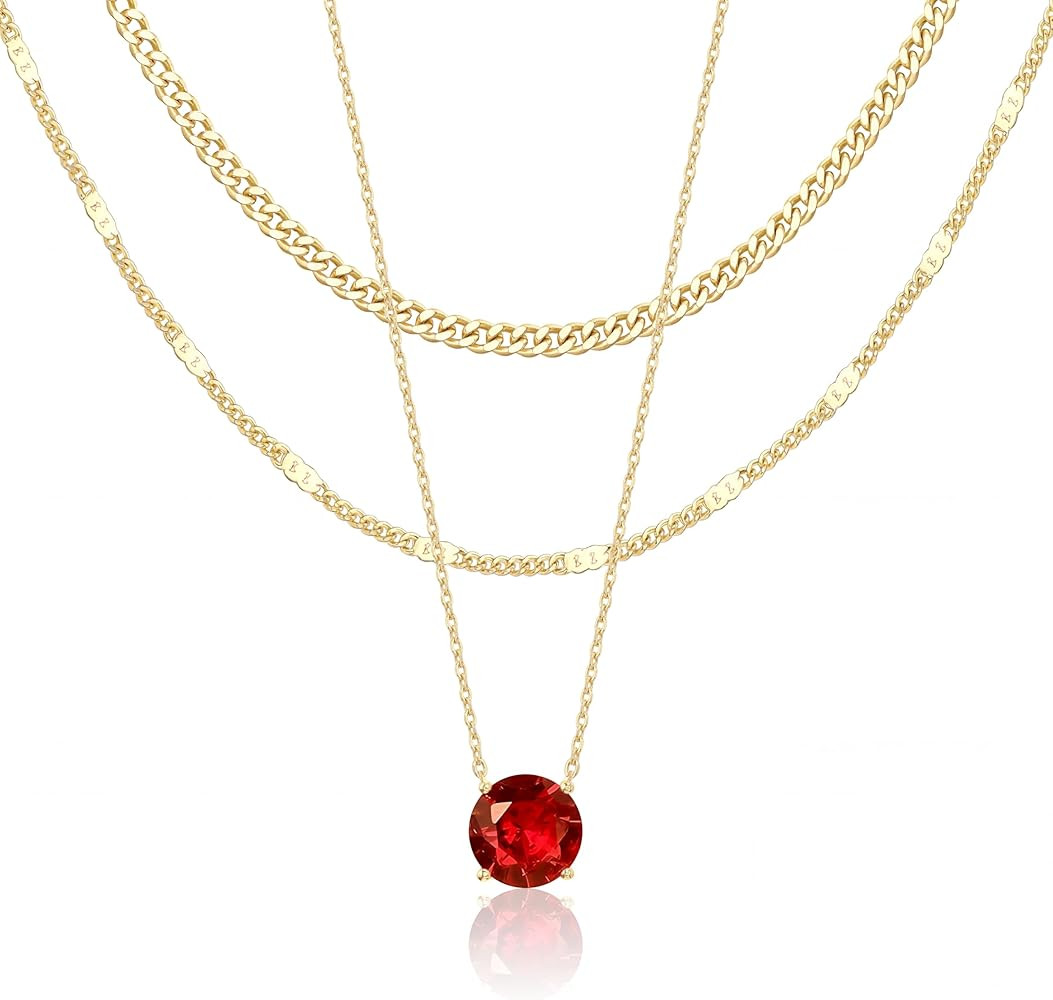 WomenGifts Layered Gold Necklaces for Women, 14K Gold Sterling Silver Plated Dainty Pendant Neckl... | Amazon (US)