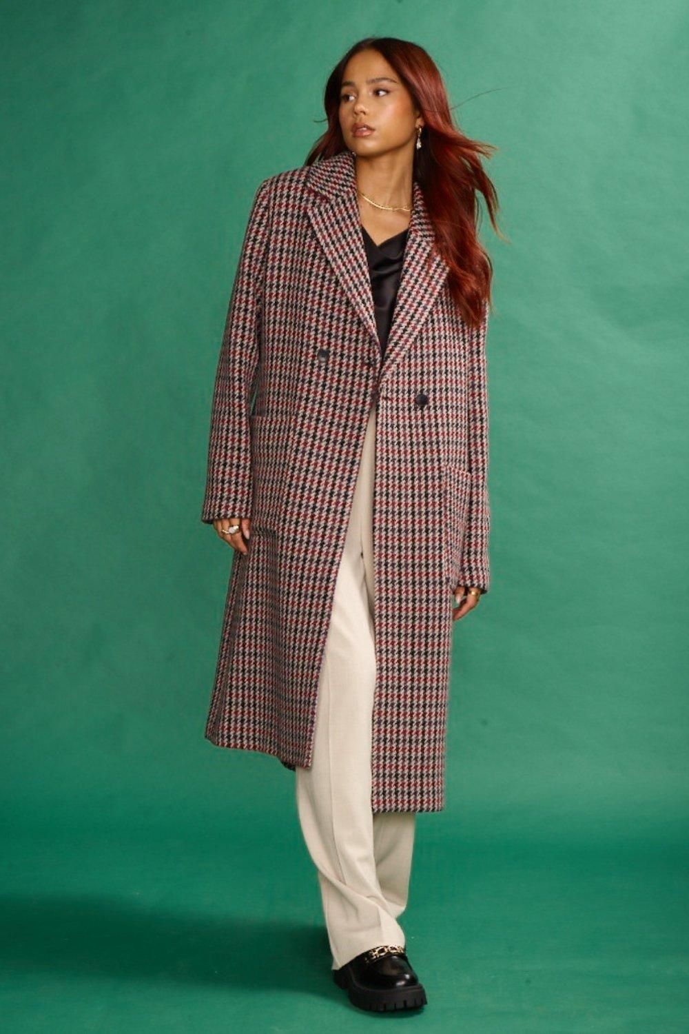Jackets & Coats | Formal Coat In Heritage Check Wool Blend In Brown | ANOTHER SUNDAY | Debenhams UK
