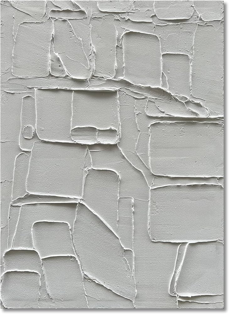 Art Hand-Painted Thick Texture White Minimalist Oil Painting Home Wall Decorative Art 40x28 inch | Amazon (US)