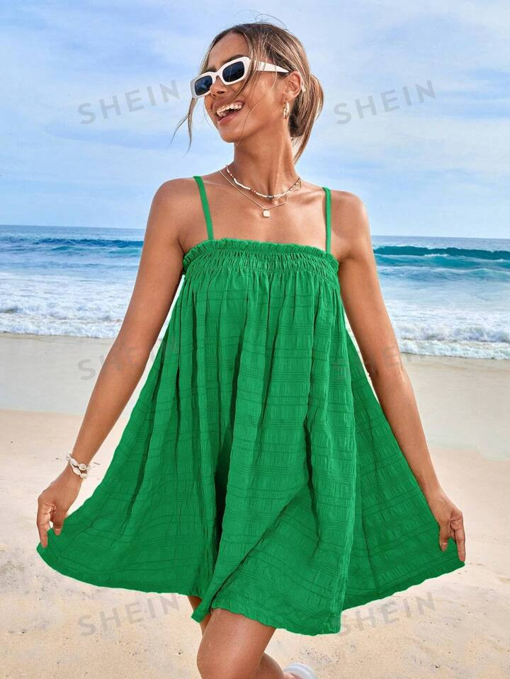 SHEIN Qutie Women's A-Line Spaghetti Strap Pleated Dress | SHEIN