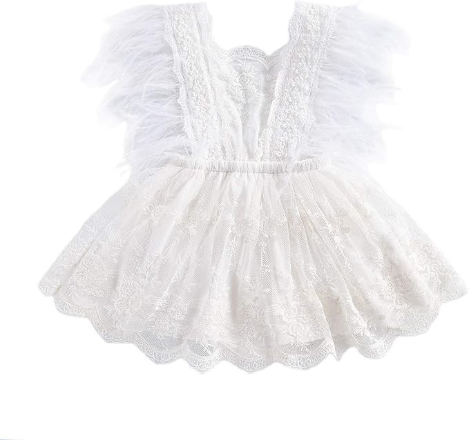 Infant Baby Girls One Piece Romper Lace Floral Bodysuit Tutu Dress Backless Jumpsuit Summer Outfi... | Amazon (US)