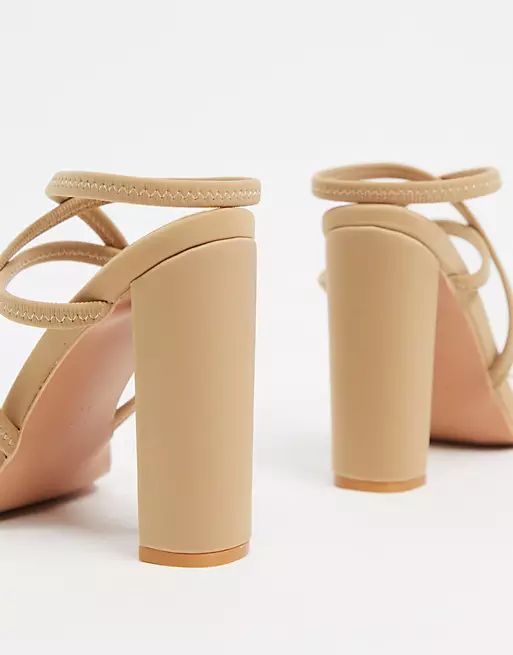 Simmi London Wide Fit Heidi block heeled sandals in beige | ASOS (Global)