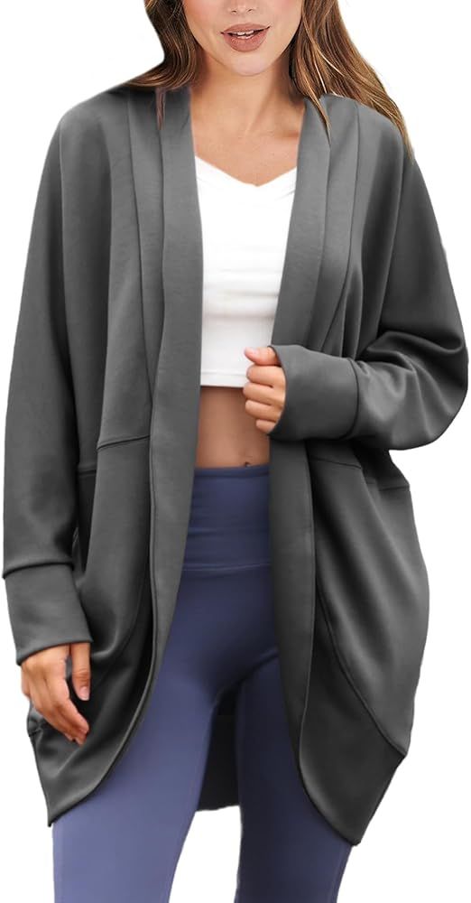 ELLENWELL Womens Air Essentials Cocoon Cardigan Oversized Long Sleeve Open Front Coat with Pocket... | Amazon (US)