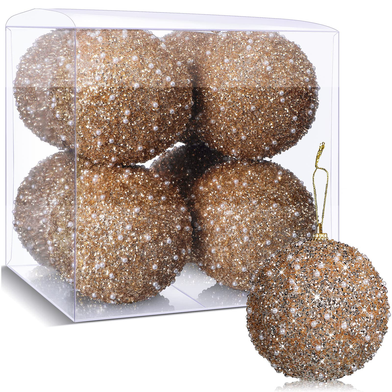 BBTO 8 Pcs Christmas Tree Ball Ornaments Glitter Sequin Foam Ornaments Hanging Decorations for Xm... | Amazon (US)