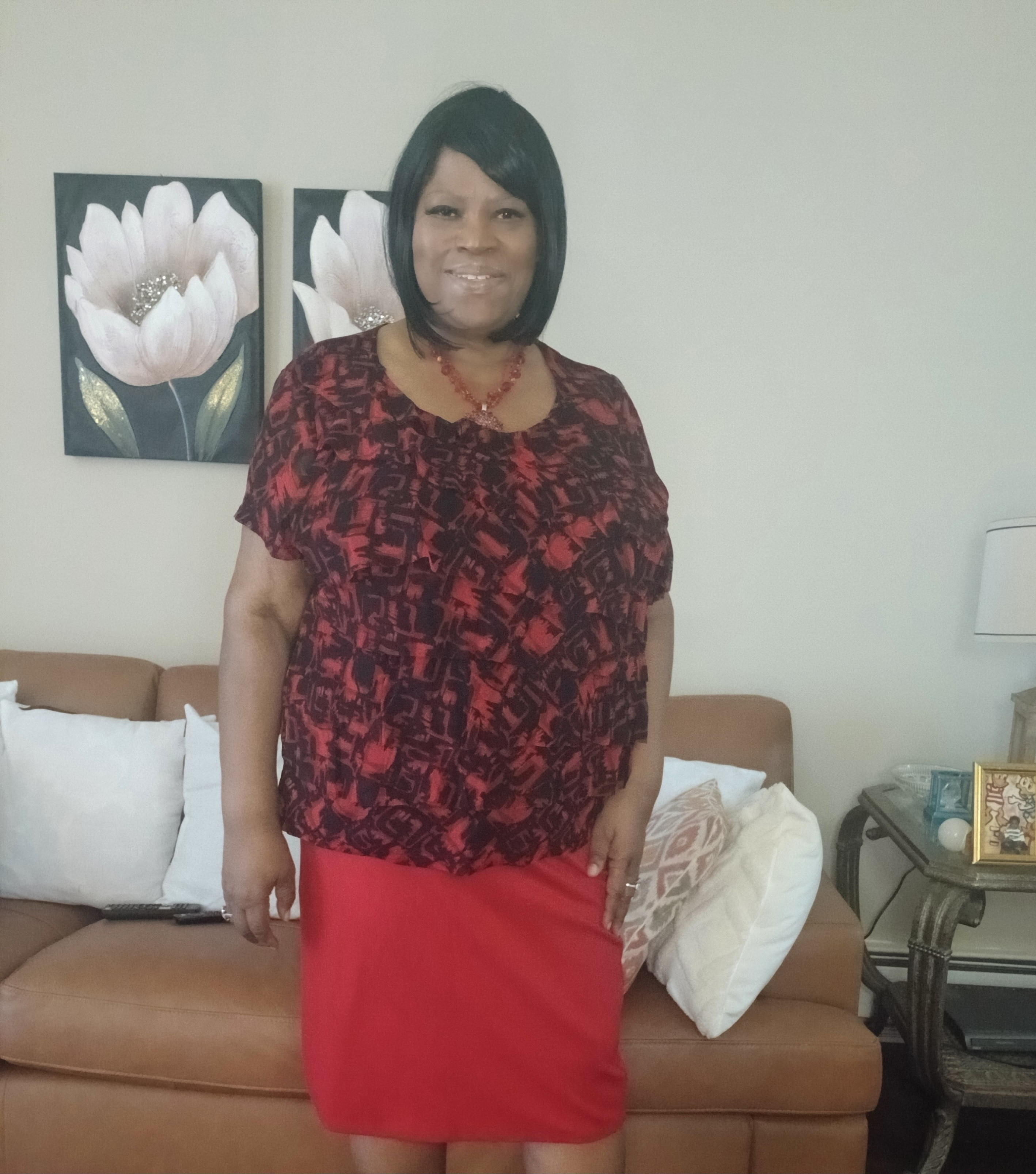 Pretty plus size red and black top with red skirt and red necklace. 

 

#LTKootd #LTKOver40 #LTKPlusSize