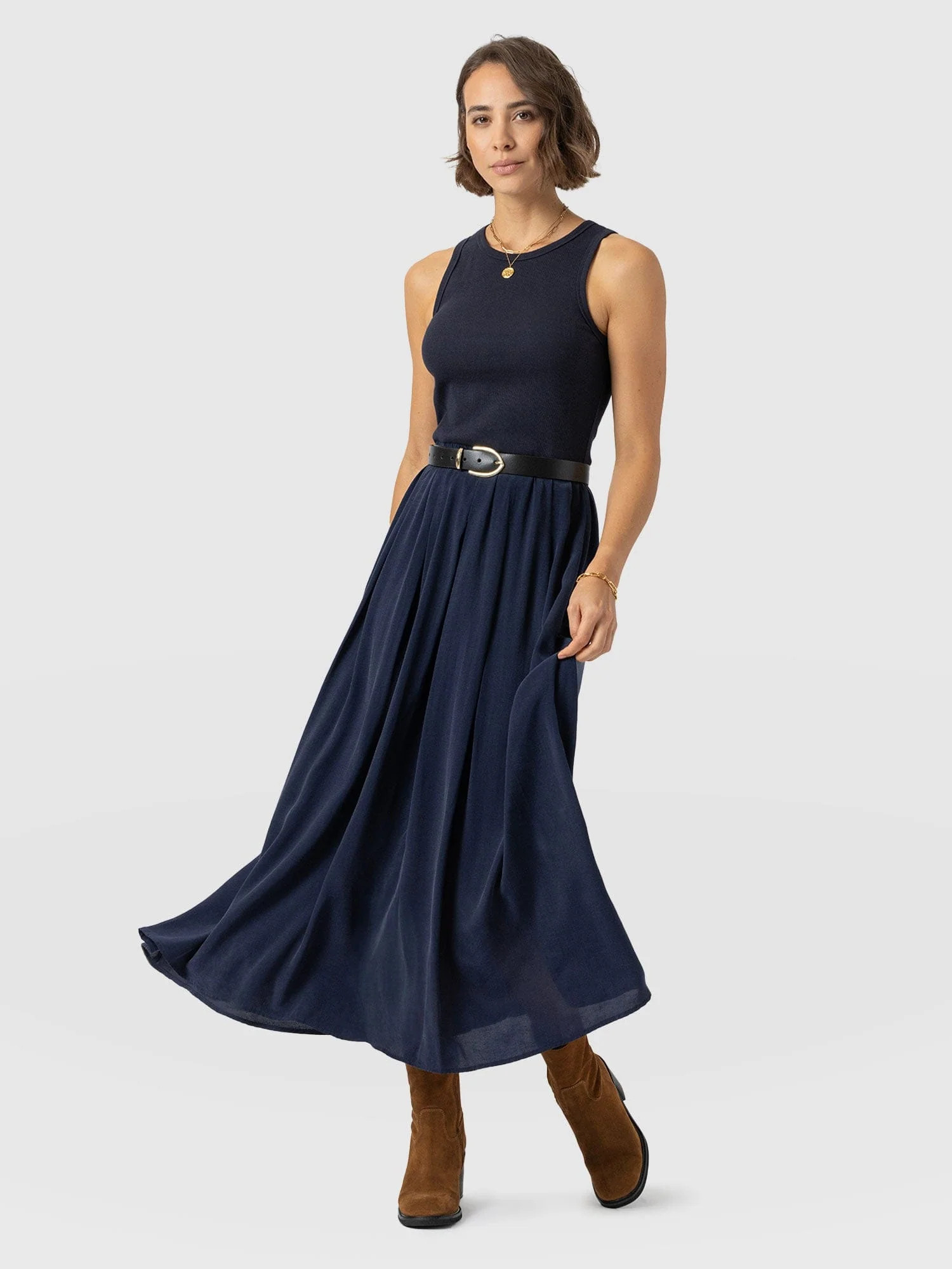 Renee Contrast Dress - Navy | Saint + Sofia