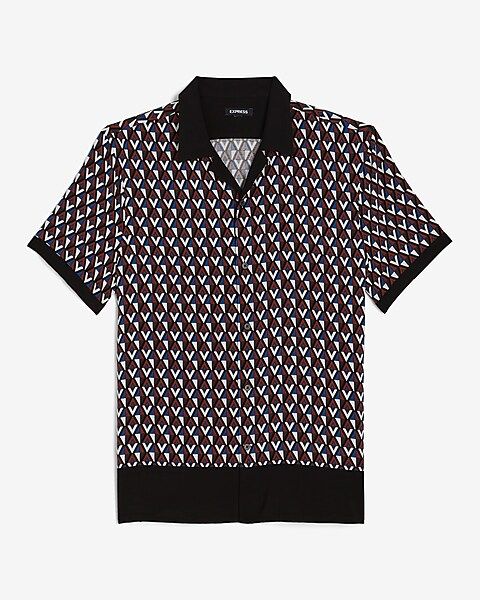 Diamond Geo Print Rayon Short Sleeve Shirt | Express