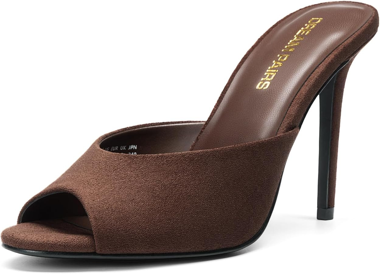 DREAM PAIRS Women's Peep Toe Mule Heel Sandal | Amazon (US)