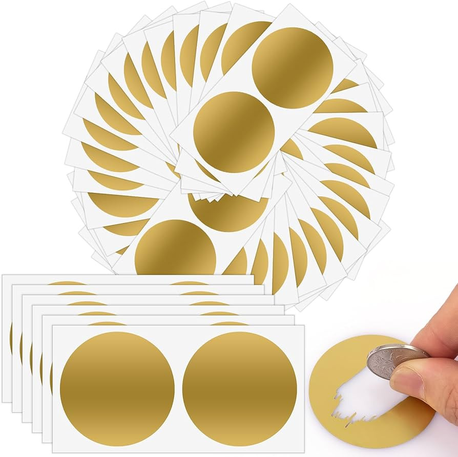 HFKPJRT 100 Pieces Scratch Off Stickers 2 Inch, Round Gold Scratcher Off Stickers for Bridal Show... | Amazon (US)