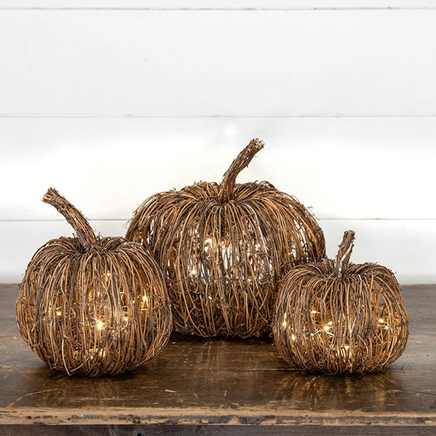 Rustic Woodland Lighted Pumpkin | Antique Farm House