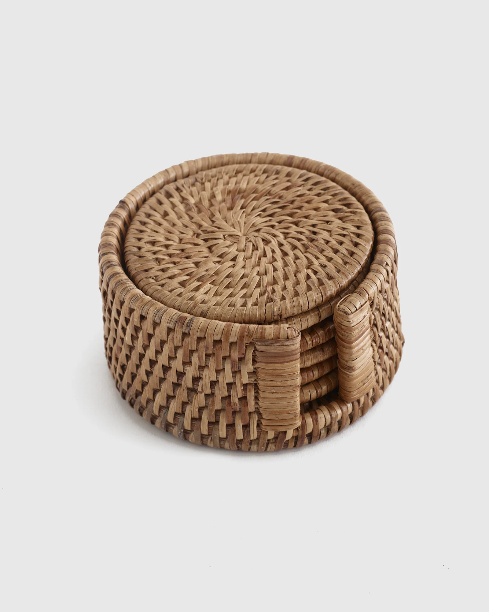 7 Piece Round Rattan Coaster Set in Honey | Quince