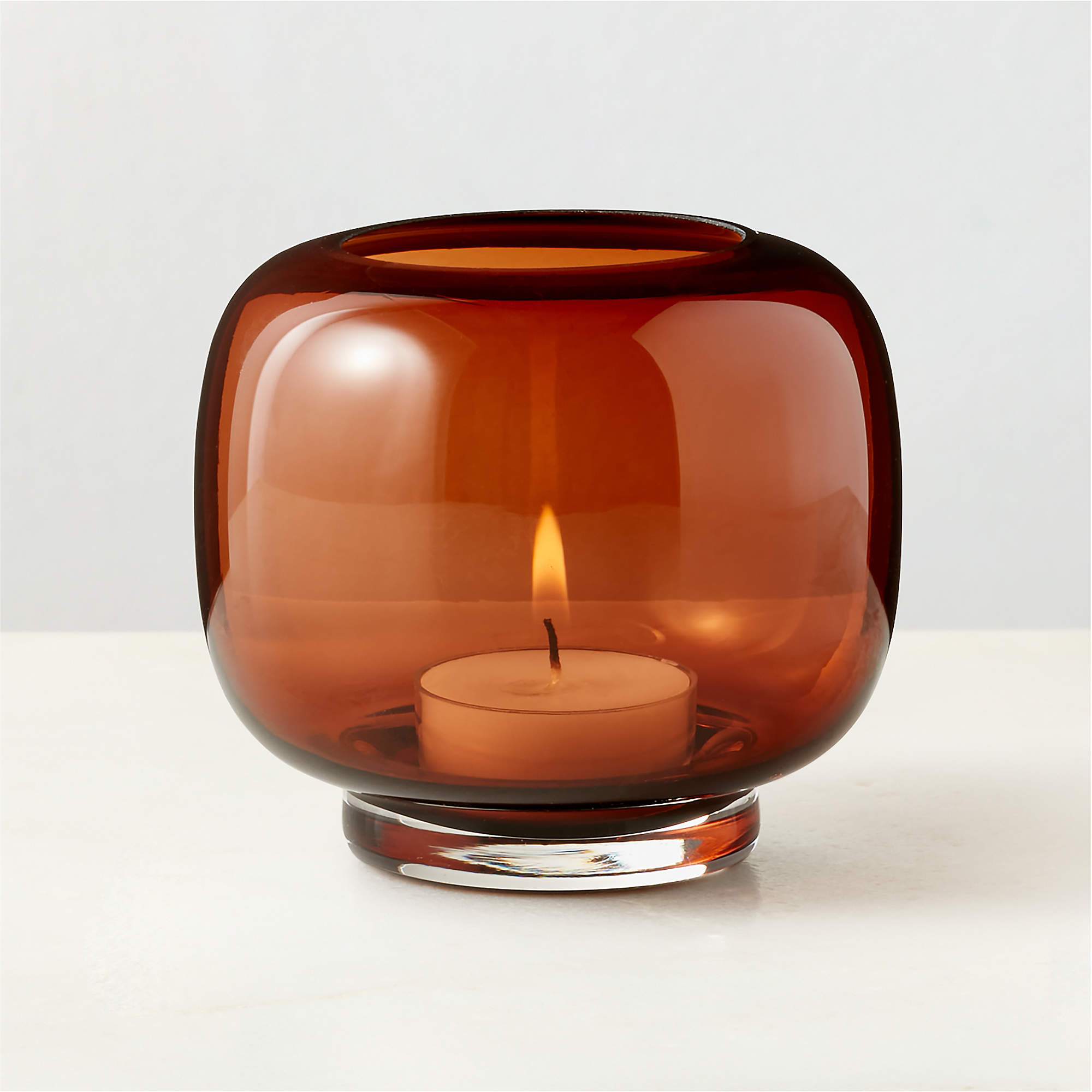 Coco Smoked Amber Glass Tealight Candle Holder + Reviews | CB2 | CB2