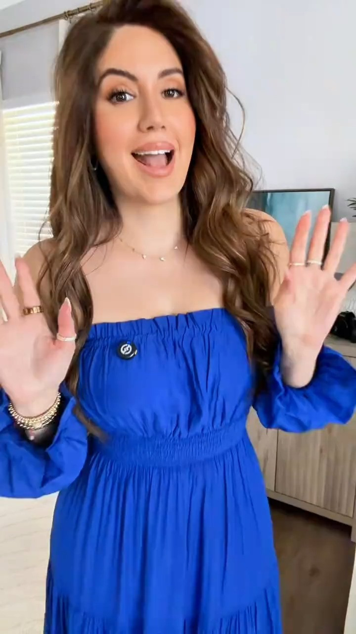 This dress is such a standout — effortlessly flattering with the prettiest drape and silhouette. I’m wearing the royal blue 💙 

 #LTKSeasonal #LTKBump #LTKWedding