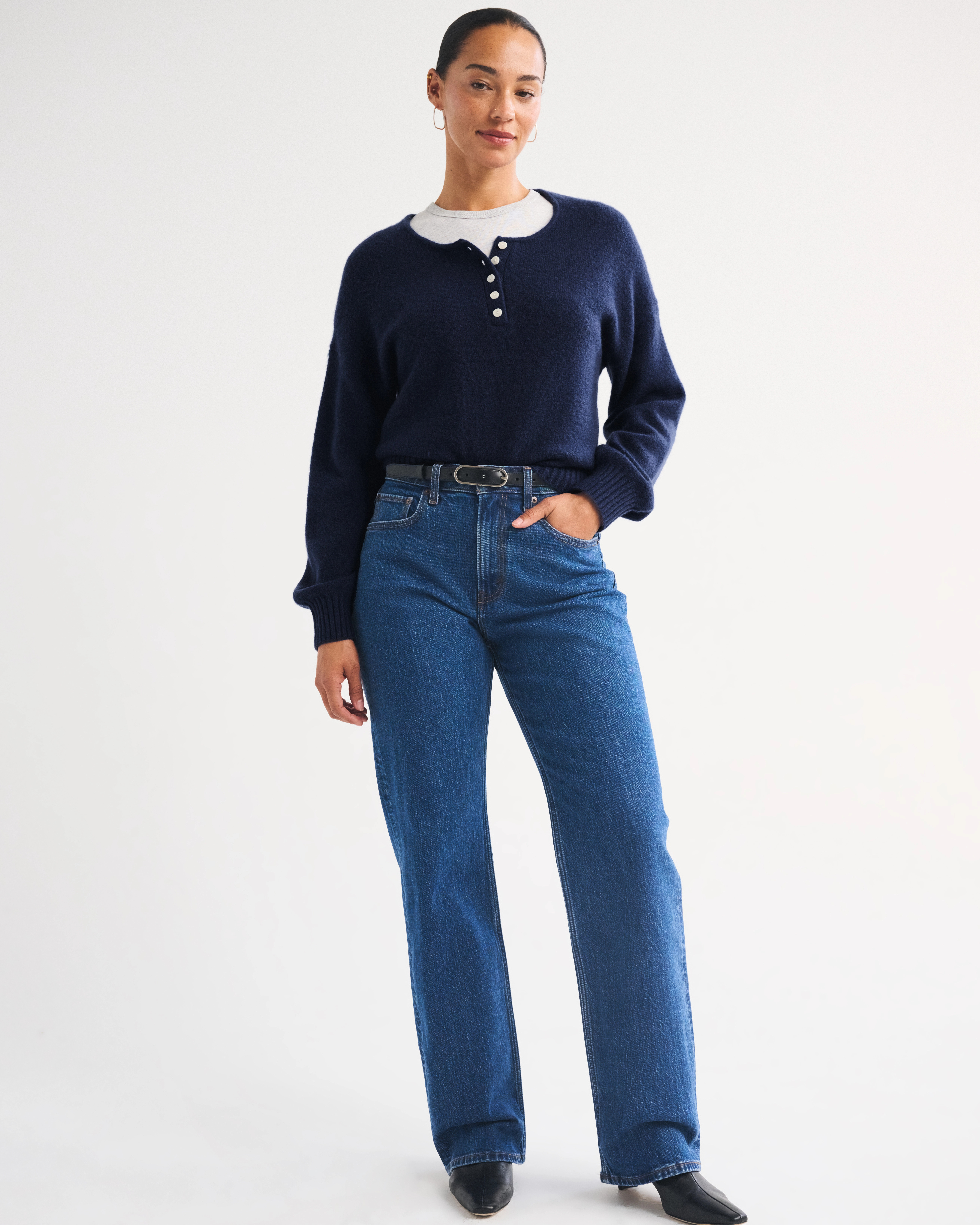 Merino Wool-Blend Henley Sweater | Abercrombie & Fitch (US)
