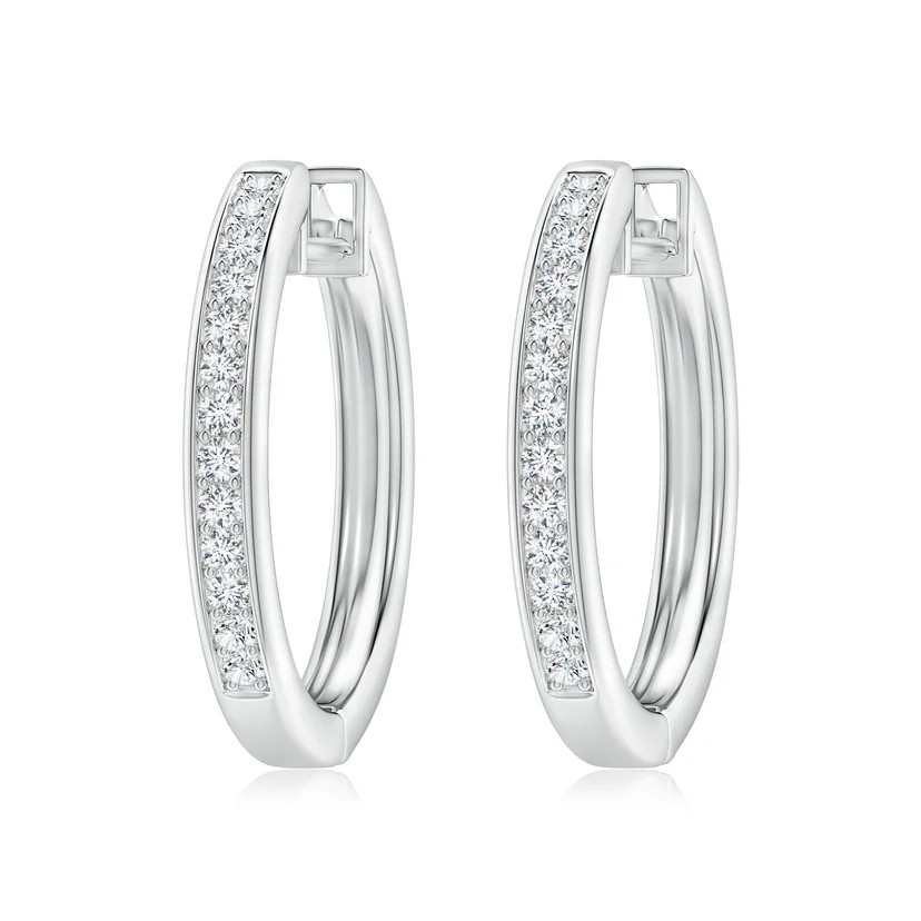 Pave-Set Diamond Hinged Hoop Earrings | Angara Inc.